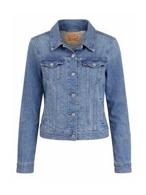 Levi's Trucker Jacket Women's Size Medium Blue Denim Long Sleeve Y2K